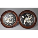 A Pair of Late 19th Century Japanese Shibayama Wall Plaques, Decorated with Eagle Fighting