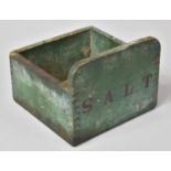 A Vintage Green Painted Dove Tail Jointed Salt Box, 20.5cm Square and 16cm High Max