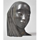 A Large Austrian Hagenauer Bronze Mask of an African Maiden, Staped Hagenauer Wien, WHW Seal, and