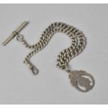 A Mexican Silver Watch Chain and Plated Fob
