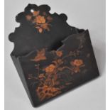 A Chinoiserie Lacquered Wall Pocket Decorated with Swallow in Flight and Flowers, 17cm wide