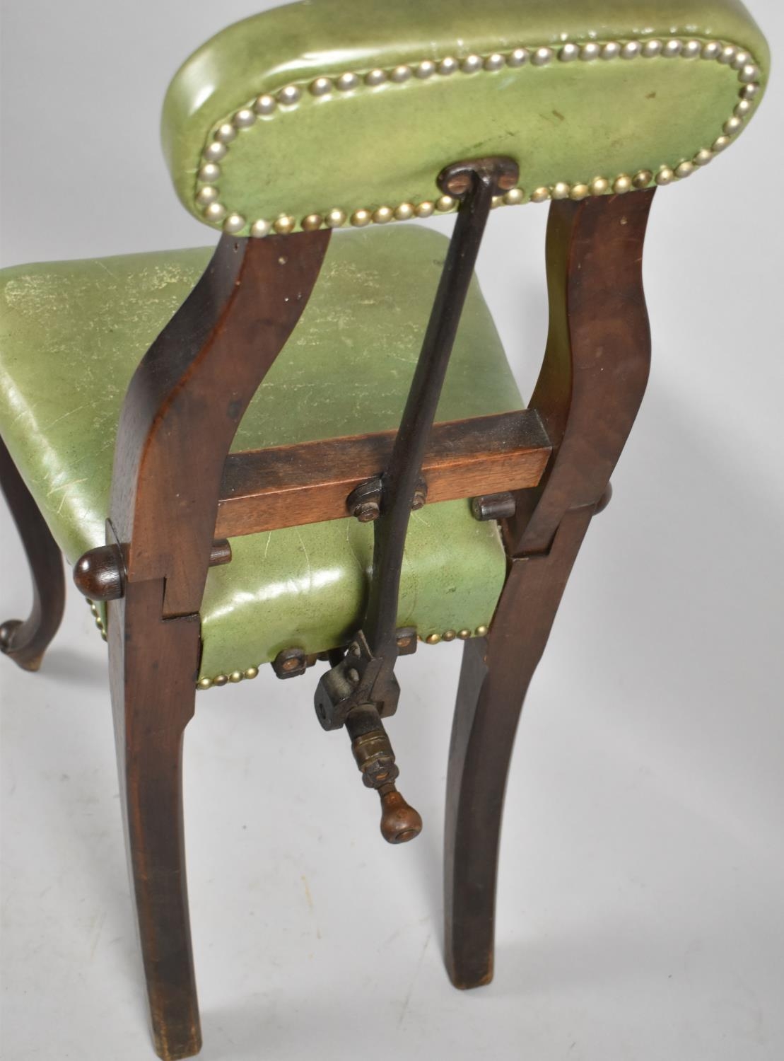 An Unusual 19th Century Leather Upholstered Chair with Winding Adjustment to back, Perhaps for - Image 2 of 2