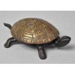 A 19th Century Cast Iron Desk Bell Modelled as a Tortoise with Gilded Carapace, 15cm long
