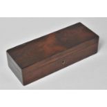 A 19th Century Rosewood Rectangular Glove of Pen Box with Hinged Lid. 24x9x6cms High