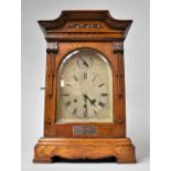 An Edwardian Oak Cased Bracket CLock with Silvered Dial and Gustav Becker Westminster Chime