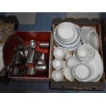 A Collection of Pyrex Dinner and Teawares Together with Old Hall and Other Stainless Steelwares