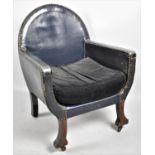 An Interesting Early 20th Century Ladies Nursing Armchair in Leather Upholstery with Brass Studding,