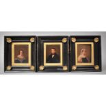 A Set of Three Mid 19th Century Framed Miniature Portraits, Oils on Board, Depicting Member sof