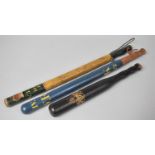 A Group of Three 19th Century Painted Wooden Truncheons, the Longest 58cm