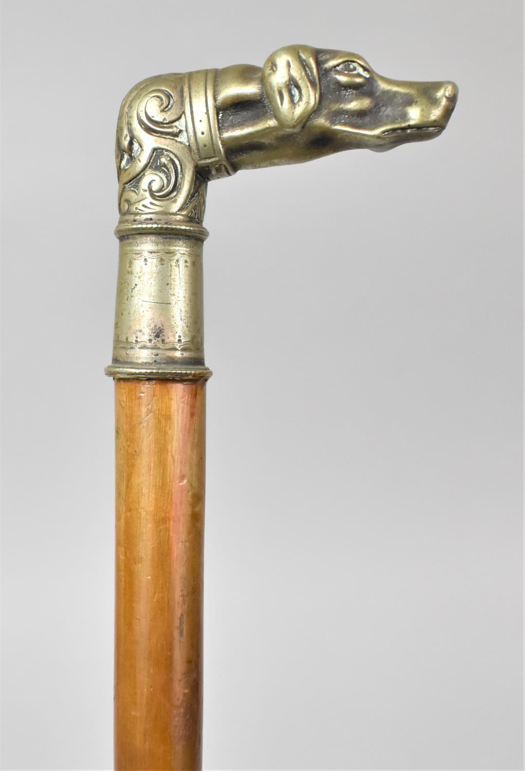 A 19th Century Walking Stick with a White Metal Handle Modelled as a Hunting Dog, 86cm Long - Image 2 of 5
