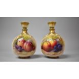 A Pair of Royal Worcester Vases (F126) Painted with Fruit and Signed. A. Shuck (One AF), 13.5cm high