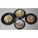 A Collection of Four Framed Prattware Pot Lids, Hide and Seek, Picnic and Two Others Strathfieldsaye