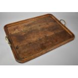 A Late 19th/Early 20th Century Oak Rectangular Brass Handled Galleried Tray, 57x42.5cm