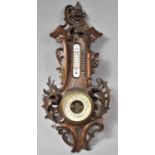 A French Art Nouveau Wall Hanging Carved Wooden Aneroid Barometer, The Dial Inscribed for Haussy and