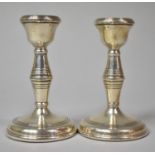 A Pair of Silver Candlesticks, 11cms High, B'ham, 1970