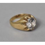 A Large and Impressive 9ct Gold Gypsy Solitaire Ring having Large White Stone (Tests as Sapphire)