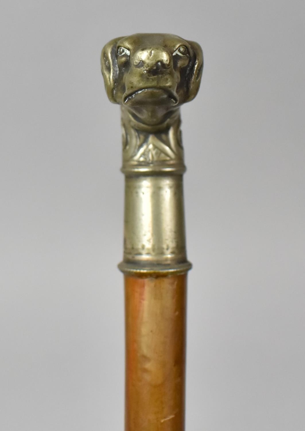 A 19th Century Walking Stick with a White Metal Handle Modelled as a Hunting Dog, 86cm Long - Image 4 of 5