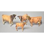 A Collection of Beswick Jersey Cattle, Bull and Two Cows with One Calf (Horns to One Cow AF)