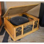 A Wooden Cased Music Centre to Include Record Player, Radio and CD, 45cm wide