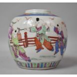 An Early/Mid 20th Century Chinese Ginger Jar Decorated with Applied Enamels Depicting Children at