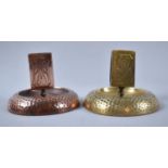 Two Art Nouveau Matchbox Holders/Ashtrays of Circular Form, One in Copper, the Other in Brass, 12.