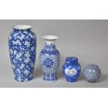 A Collection of 20th Century Oriental Blue and White to Include Prunus Pattern Vase 24.5cm high,