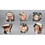 A Collection of Six Royal Doulton Small Character Jugs