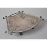 A Late 19th/Early 20th Century Silver Plated Fan Shaped Tray in the Aesthetic Style, Decorated in