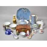 A Collection of Various Oriental Items to Include Chinese Vases, Camphorwood Box, Rice Bowls etc