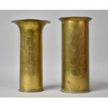 Two Brass Trench Art Shell Cases, 21cm high