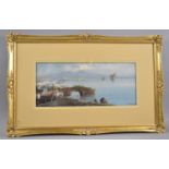A Gilt Framed Watercolour by H Gianni, Bay of Naples and Mount Vesuvius, 40x17cm