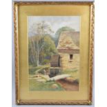 A Framed Watercolour of a Watermill by Fred H Dudley, 30x44cm