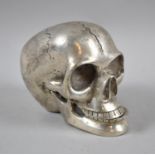 A Metal Study of a Skull with Articulated Jawbone, 9.5cm high