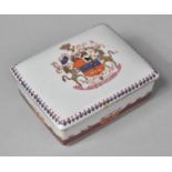 A Reproduction Chinese Export Rectangular Lidded Box Housing Crest Decoration and Having Red Four