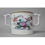 A 19th Century Two Handled Loving Mug Decorated with Birds and Flowers