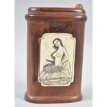 A Reproduction Scrimshaw Style Puzzle Box with Two Cartouches Depicting Mermaids, 10.5cm high