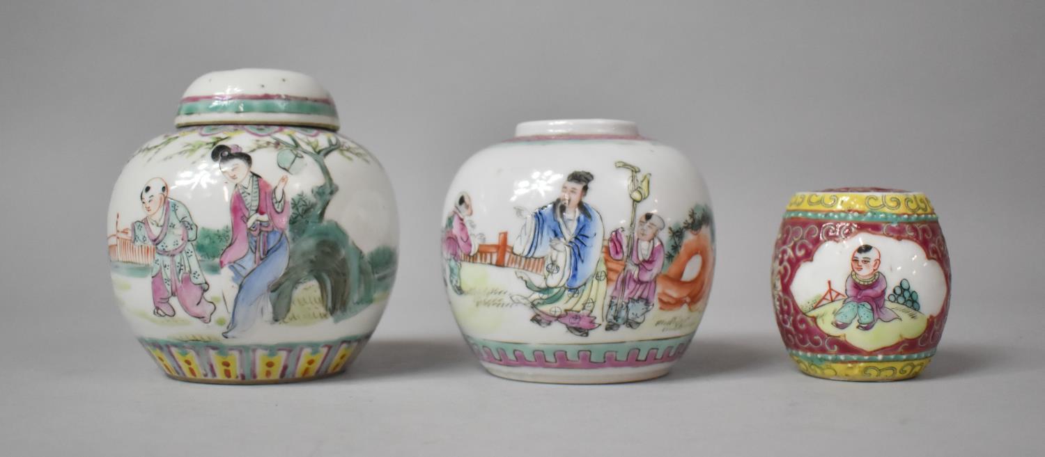 A Collection of Three Pieces of 20th Century Chinese Items to Include Two Ginger Jars and a Small