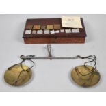 A 19th Century Mahogany Cased Pan Scales, Complete with Weights, 17.5cm wide