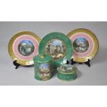 A Collection of Malachite Pattern Plates and Storage Jars and Prattware Style Cabinet Plates