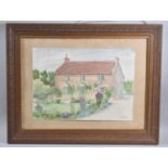 A Framed Watercolour Depicting House and Garden by HW Strickland 1959, 39x28cm