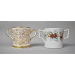 Two 19th Century Christmas Loving Mugs, One with Floral Hand Painted Decoration and Inscribed in