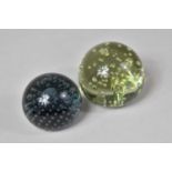 Two Large Bubble Glass Paperweights