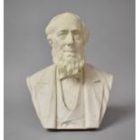 A Late 19th Century Parian Bust of Sir Isaac Pitman by Sir Thomas Brock Dated 1887, 21cm high, AF