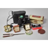 A Pair of Binoculars, Folding Opera Glasses, Magnifying Glass on Stand, Vintage Tin, Travelling