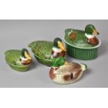 A Collection of Four Various Glazed Duck Pots