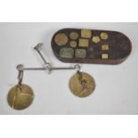 A 19th Century Mahogany Cased Set of Pan Scales with Weights