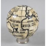 A Reproduction Bone Globe Compass with Hinged Top Having Sundial Inner, 6.75cm Diameter