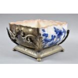 An Edwardian Silver Plated Stand Together with a Doulton of Burslem Blue and Gilt Square Topped Bowl