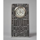 A Modern Polished Pewter Desktop Clock by St. Justin, 10.5cm high