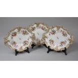 A Collection of Three 19th Century Hand Painted Floral Decorated Oval Shaped Plates, Each 27cm wide